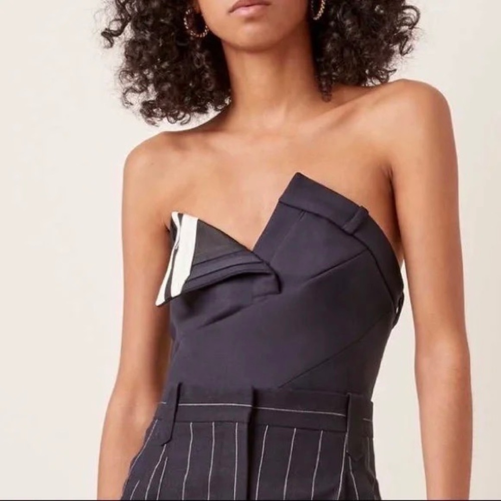 Monse Navy Blue Twisted Wool Blend Bustier Top NWT M